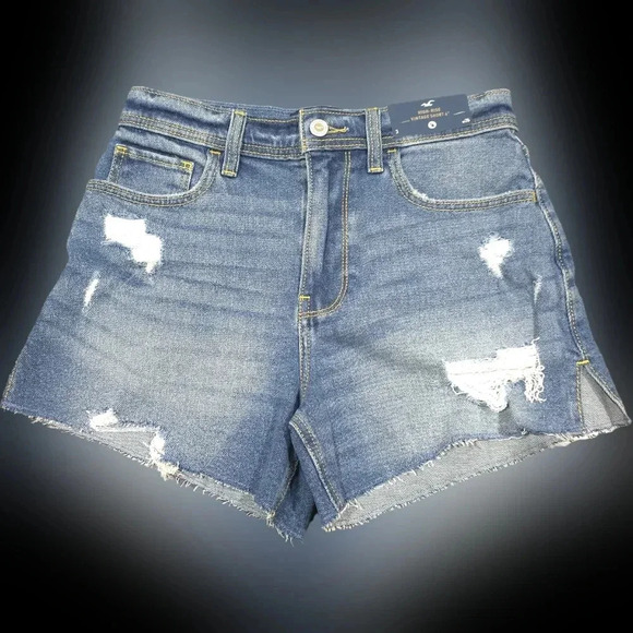 Hollister High-Waisted Distressed Denim Shorts with Sunflower Patch w26 - Picture 6 of 13